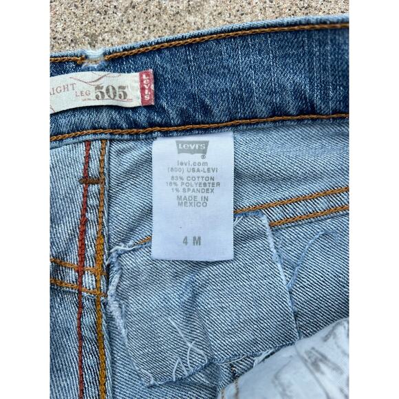Levi Pants Women Size 4M 505 Light Wash Straight Leg Patchwork Jeans Zip Fly - Picture 6 of 8